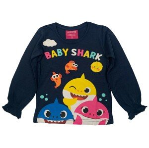 EPlus Dievčenské tričko s dlhým rukávom - Baby Shark modré Veľkosť - deti: 104