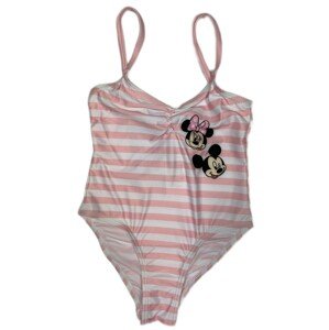 EPlus Jednodielne plavky - Minnie Mouse pruhované ružové Veľkosť - deti: 104/110
