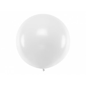 PartyDeco Guľatý latexový Jumbo balón 1m biely