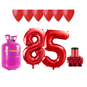 HeliumKing Hélium párty set na 85. narodeniny s červenými balónmi