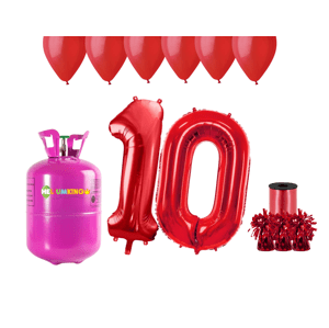 HeliumKing Hélium párty set na 10. narodeniny s červenými balónmi