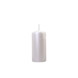 PartyDeco Valcová sviečka metalická - perlová 12 cm 1 ks