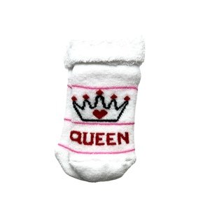 minidamla Novorodenecké ponožky- Queen, biele