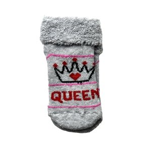 minidamla Novorodenecké ponožky- Queen, sivé