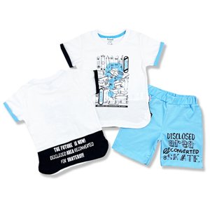Miniworld Chlapčenský letný set- Skate, bielo-modrý veľkosť: 92 (18-24m)