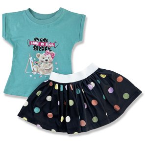 Minika (oblečenie s MALOU VADOU)2dielny dievčenský set - Baby girl, tyrkysový veľkosť: 98 (24-36m)