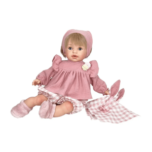 Nines D'Onil Realistická žmurkacia španielska bábika- NOA s cumlíkom, blondínka 45cm