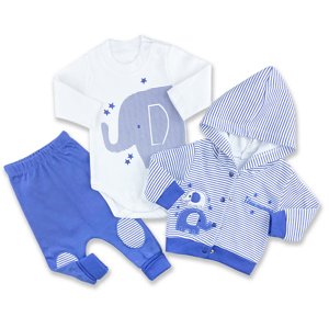 MC.ELCI baby 3dielny set pre bábätká-Elci Sloník, modrý veľkosť: 62 (2-4m)