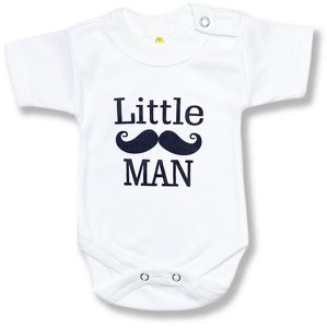 BABY´S WEAR Detské body, krátky rukáv- Little Man, biele veľkosť: 74 (6-9m)