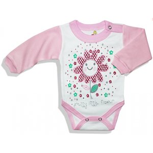 BABY´S WEAR Detské body - FLOWER, ružovo-biele veľkosť: 86 (12-18m)