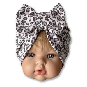 KAYRA baby Detská turbánová čiapka- Leopard, ružová 0-9m.