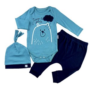 Miniworld 3dielny kojenecký set - Medveď, modrý veľkosť: 62-68