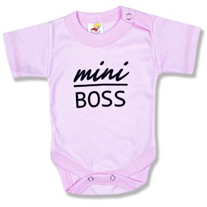 BABY´S WEAR Detské body, krátky rukáv - Mini Boss, ružové veľkosť: 68 (4-6m)