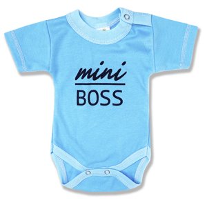 BABY´S WEAR Detské body, krátky rukáv - Mini Boss, modré veľkosť: 80 (9-12m)