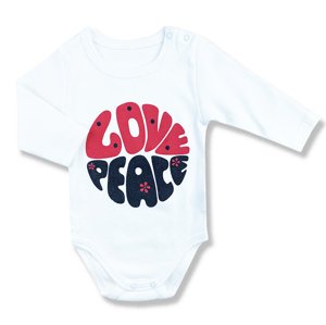 LULLABY Detské body - Love Peace veľkosť: 56 (0-2m)