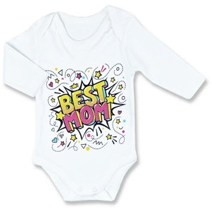 Baby Cool Detské body - Best Mom graffiti veľkosť: 56 (0-2m)