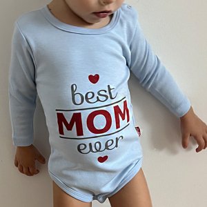 Detské body - Best Mom, Lullaby, modré veľkosť: 80 (9-12m)