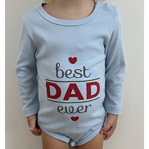 LULLABY Detské body - Best Dad, modré veľkosť: 80 (9-12m)