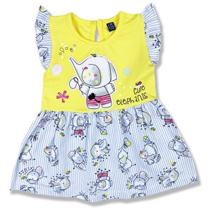 Miniworld Dievčenské letné šaty- Cute Elephants, žlté veľkosť: 68 (4-6m)