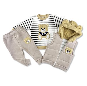 Hippil baby (oblečenie s MALOU VADOU) 3dielny detský set - TEDDY, hnedý veľkosť: 92 (18-24m)