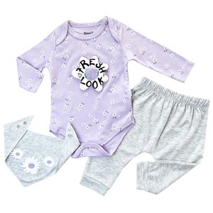 Miniworld 3dielny kojenecký set -  Fresh Look, fialový veľkosť: 68-74