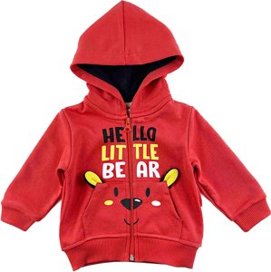 Miniworld Mikina pre bábätká- Hello Little Bear, červená veľkosť: 92 (18-24m)