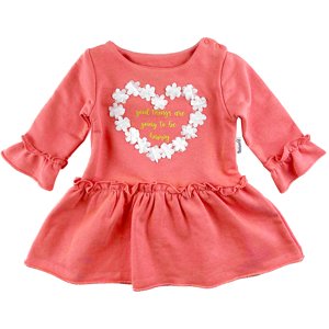 Miniworld Dievčenské šaty- Srdiečko, lososové veľkosť: 80 (9-12m)
