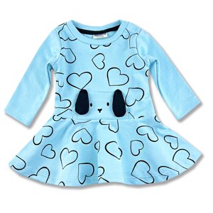 Miniworld Dievčenské šaty- Psíček, modré veľkosť: 74 (6-9m)