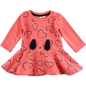 Miniworld Dievčenské šaty- Psíček, lososové veľkosť: 80 (9-12m)