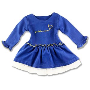 Miniworld Dievčenské šaty s dlhým rukávom-Vyzeráš úžasne, tmavomodré veľkosť: 92 (18-24m)