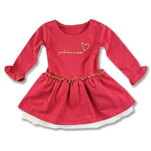 Miniworld Dievčenské šaty s dlhým rukávom-Vyzeráš úžasne, červené veľkosť: 92 (18-24m)