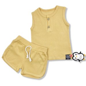 Baby Cool 2dielny letný set s tričkom- Minimal, horčicový veľkosť: 80 (9-12m)