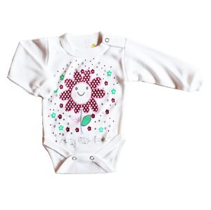 BABY´S WEAR Detské body - LITTLE FLOWER, biele veľkosť: 98 (24-36m)