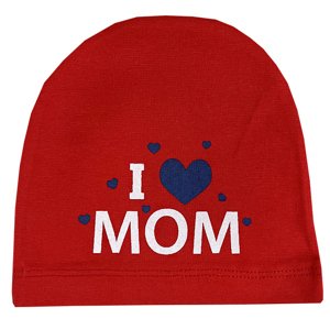 Albimama Detská čiapka - I love Mom, červený, 0-6m. veľkosť: 0-6m