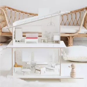 Detský drevený domček pre bábiky moderný s nábytkom