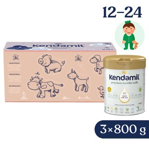 Kendamil Premium 3 HMO+, 2,4 kg (3× 800 g), kreatívne balenie s darčekom