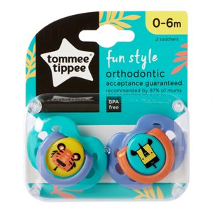 Tommee Tippee CTN cumlík silikónový Fun 2 ks 0-6m – 10 balení