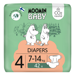 Moomin Baby 4 Maxi 7–14 kg (42 ks), eko plienky