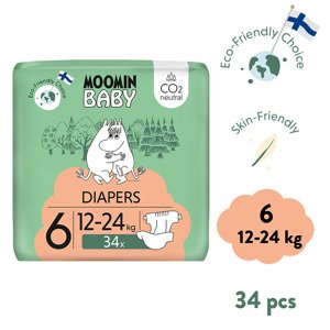 Moomin Baby 6 Maxi 12–24 kg (34 ks), eko plienky