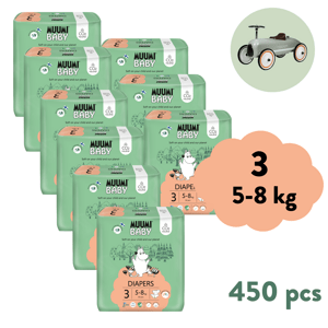 Muumi Baby 3 Midi 5-8 kg (450 ks),3x mesačné balenie eko plienok
