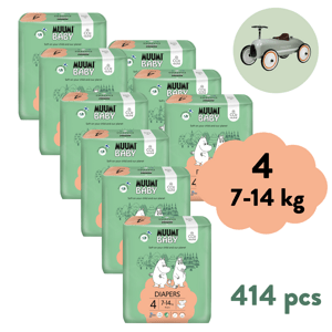 Muumi Baby 4 Maxi 7-14 kg (414 ks),3x mesačné balenie eko plienok