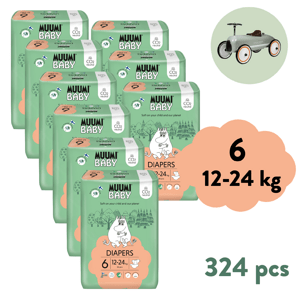Muumi Baby 6 Junior 12-24 kg (324 ks),3x mesačné balenie eko plienok