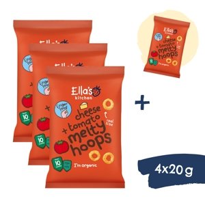 3+1 ZADARMO: Ella's Kitchen BIO Chrumkavé krúžky so syrom a s paradajkami (4x20 g)