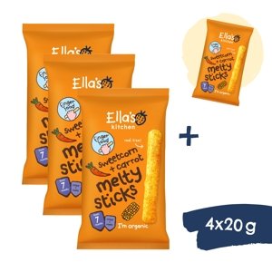 3+1 ZADARMO: Ella's Kitchen BIO Chrumkavé tyčinky s kukuričkou a mrkvou (4x16 g)