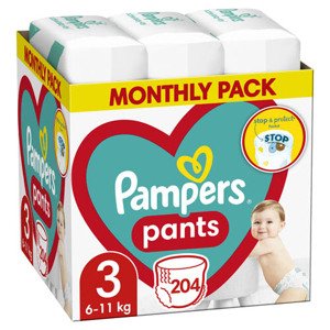 Pampers Pants Mesačné balenie plienkových nohavičiek veľ. 3 (204 ks)