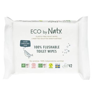 Eco by Naty Vlhčené obrúsky bez vône ECO, splachovateľné a s funkciou toaletného papieru (42 ks)