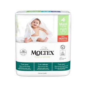 Moltex Pure & Nature Maxi 7–12 kg (22 ks), eko plienkové nohavičky