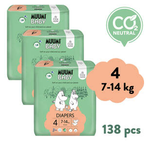 Muumi Baby 4 Maxi 7-14 kg (138 ks), mesačné balenie eko plienok