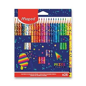 Bezdrevné pastelky MAPED Pixel Party, 24 ks