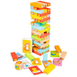 Drevená veža Jenga so zvieratkami